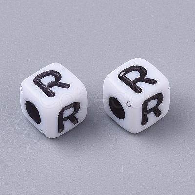 White Opaque Acrylic Beads MACR-R869-02R-1