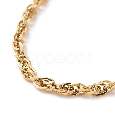 PVD Vacuum Plating 304 Stainless Steel Rope Chain Bracelet for Men Women BJEW-E031-12G-02-1