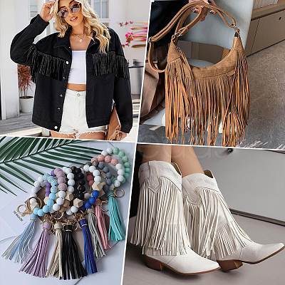 PU Imitation Leather Tassel Ribbon DIY-GF0013-45C-1