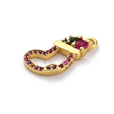 Christmas Series Brass Micro Pave Cubic Zirconia Pendants KK-Q010-01G-01A-1