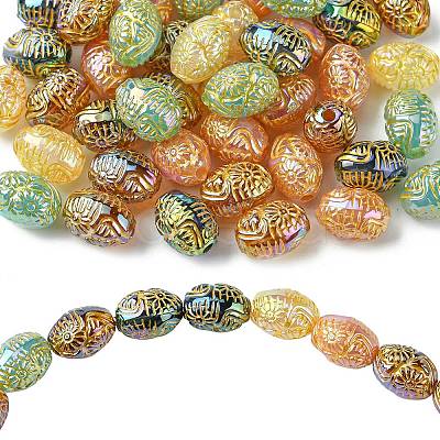 50Pcs Golden Metal Enlaced Opaque Acrylic Beads OACR-CJ0001-78-1