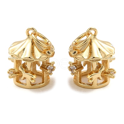 Rack Plating Brass Micro Pave Clear Cubic Zirconia Pendants X-KK-K349-16G-1