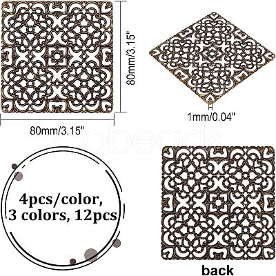 CHGCRAFT 12Pcs 3 Colors Alloy Filigree Joiners Findings FIND-CA0004-94-1