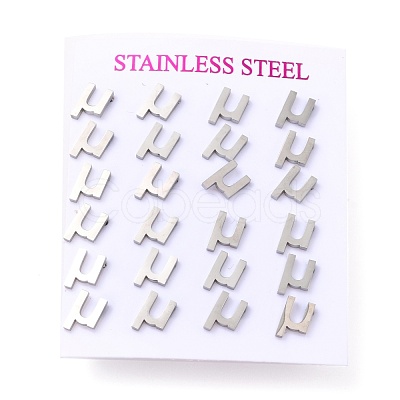 Tarnish Resistant 304 Stainless Steel Greek Alphabet Stud Earrings STAS-D007-07P-13-1