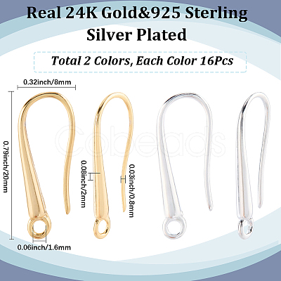 32Pcs 2 Colors Brass Earring Hooks KK-SC0006-56-1