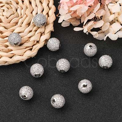 Brass Cubic Zirconia Beads X-ZIRC-F001-15P-1