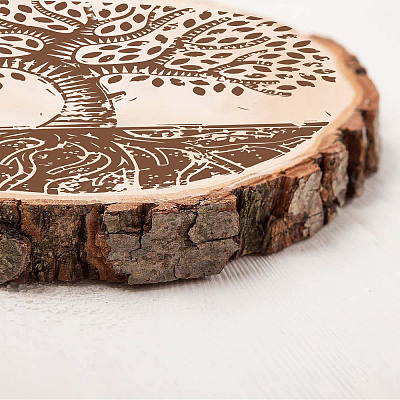 Carved Wood Round Sheets AJEW-WH0362-001-1