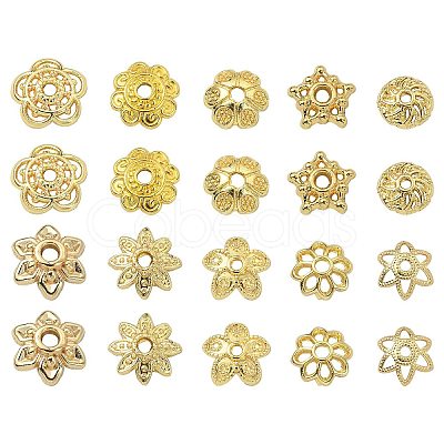 100Pcs 10 Styles Brass Bead Caps KK-CJ0002-08-1