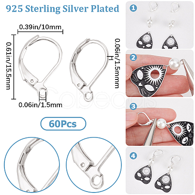 60Pcs Brass Leverback Earring Findings KK-SC0005-61-1