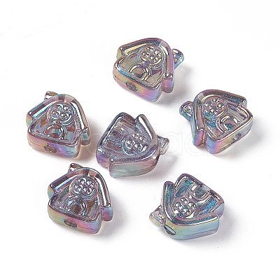 UV Plating Rainbow Iridescent Acrylic Beads PACR-M003-02-1