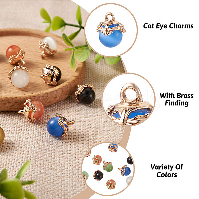 Fashewelry 10pcs 5 colors Cat Eye Glass Charms CE-FW0001-01-1