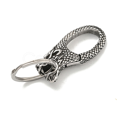 Tibetan Style 316 Surgical Stainless Steel Fittings with 304 Stainless Steel Key Ring FIND-Q101-23AS-1