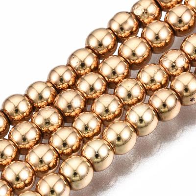 Electroplate Non-magnetic Synthetic Hematite Bead Strands G-Q466-3mm-04-1