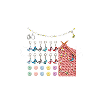 35Pcs Butterfly & Flower DIY Knitting Tool Sets HJEW-NB00055-1