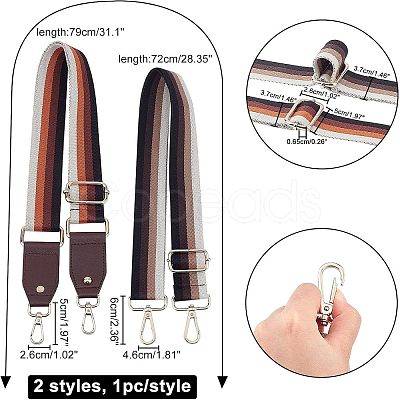 2Pcs 2 Styles Canvas & Cotton Bag Handles FIND-CA0002-37-1