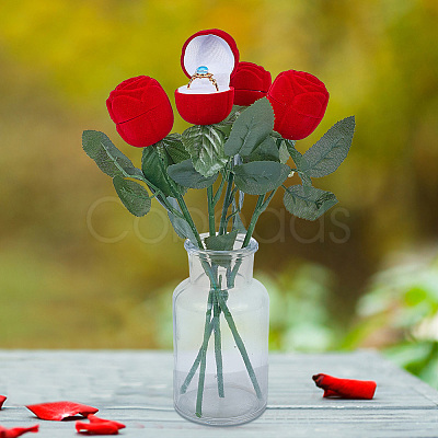 DELORIGIN Flocking Plastic Rose Finger Ring Boxes CON-DR0001-02-1