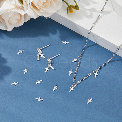 15Pcs 925 Sterling Silver Cross Chain Extender Drops STER-DC0001-56-1