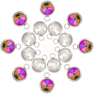 16Pcs 2 Color Glass Charms GLAA-DC0001-02-1