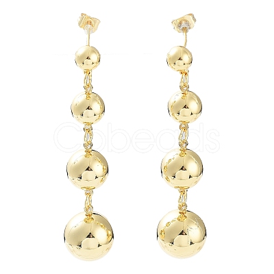 Brass Round Ball Dangle Stud Earrings for Women EJEW-D086-03G-1
