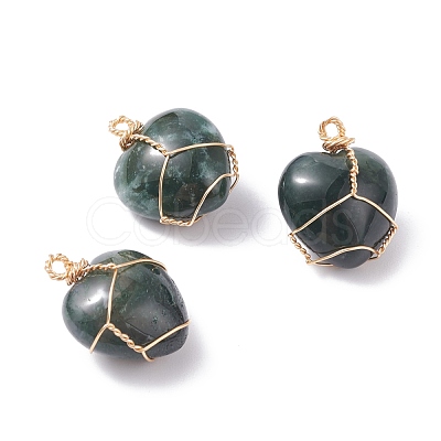 Natural Moss Agate Pendants PALLOY-JF01081-04-1