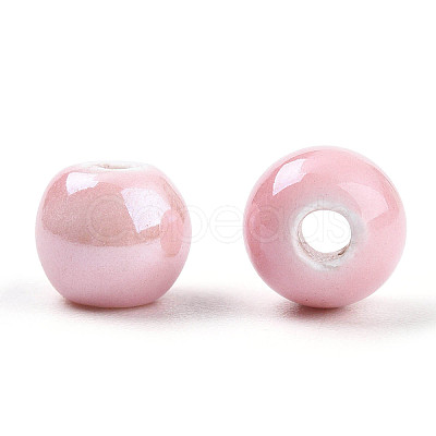 Glazed Porcelain Round Beads PORC-S489-6mm-16-1