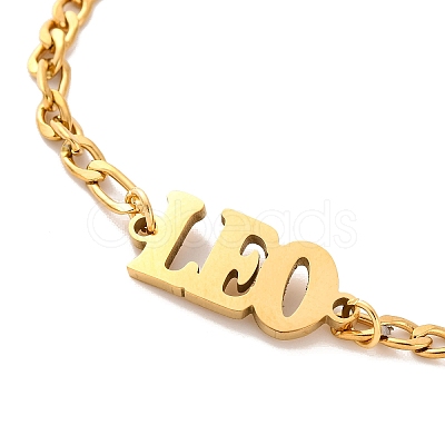 Constellation 202 Stainless Steel Figaro Chain Link Bracelets for Women Men AJEW-U006-01I-1
