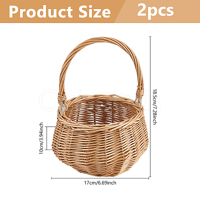 2Pcs Straw Braided Flower Baskets with Handle AJEW-WH0752-560-1