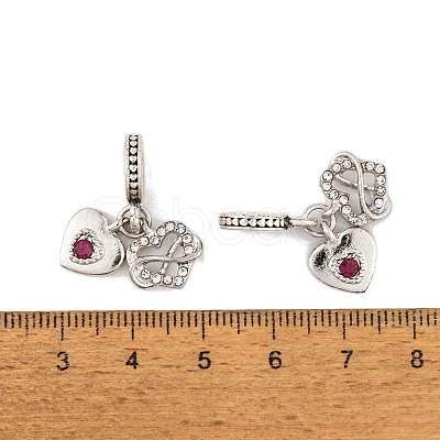 Rack Plating Alloy Crystal & Siam Rhinestone European Dangle Charms FIND-C055-20P-1