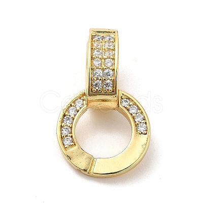 Rack Plating Brass Micro Pave Clear Cubic Zirconia Fold Over Clasps KK-Q772-03G-1