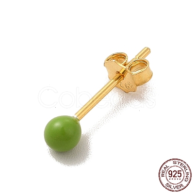 Enamel Round Ball Stud Earrings EJEW-C020-01G-08-1