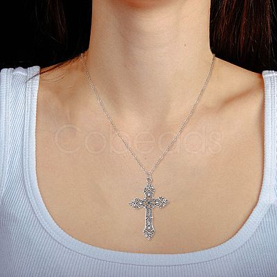 12Pcs 12 Style Heart & Cross & Butterfly & Bat Alloy Enamel Pendant Necklaces Set with Rhinestone NJEW-FI0001-03-1