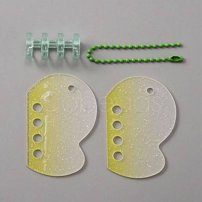 Gradient Glitter Plastic Loose Leaf DIY Disc Keychain ZXFQ-WH0001-05-1