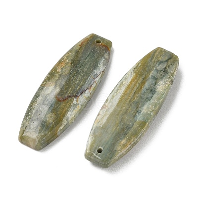 Natural Indian Green Line Jasper Pendants G-Z151-02E-1
