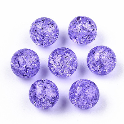 Transparent Crackle Acrylic Round Beads Strands X-CCG-R002-12mm-06-1