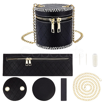 DIY Rhombus Pattern Cylinder Small Crossbody PU Leather Bag Making Kits DIY-WH0292-74A-1