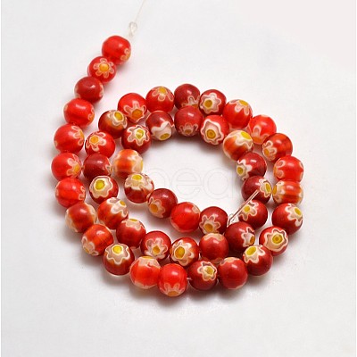 Round Millefiori Glass Beads Strands LK-P002-11-1