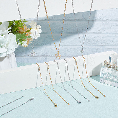 20Pcs 2 Colors 304 Stainless Steel Cable Chain Necklaces Set MAK-NB0001-21-1