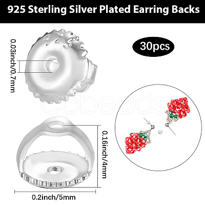 30Pcs Brass Ear Nuts KK-BBC0019-92S-1
