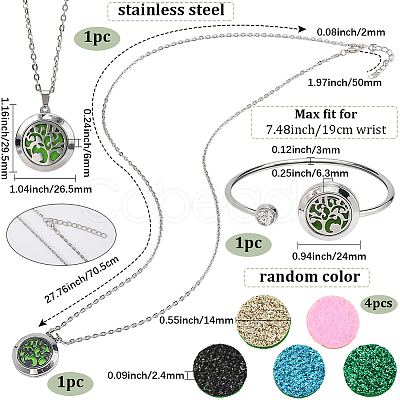 1Pc Stainless Steel Open Cuff Bangles & 1Pc Stainless Steel Pendant Neclace AJEW-SC0004-06E-1