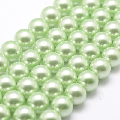 Polished Round Grade A Shell Pearl Bead Strands BSHE-M027-6mm-21-1