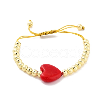 Handmade Lampwork Heart Bracelets BJEW-Q338-01H-1