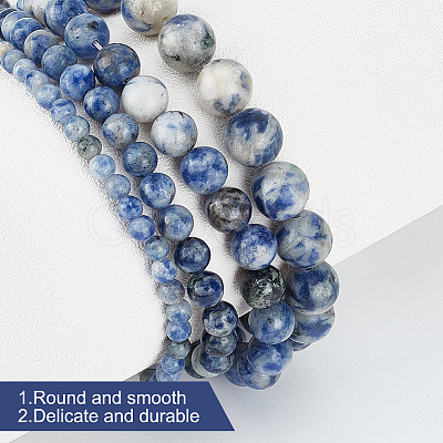 GOMAKERER 4 Strands 4 Styles Natural Blue Spot Jasper Beads Strands G-GO0001-48-1