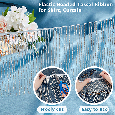 1 Yard Plastic Beaded Tassel Ribbon DIY-OC0013-14B-1