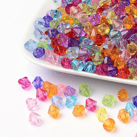 Faceted Bicone Transparent Acrylic Beads DBB8mm-1
