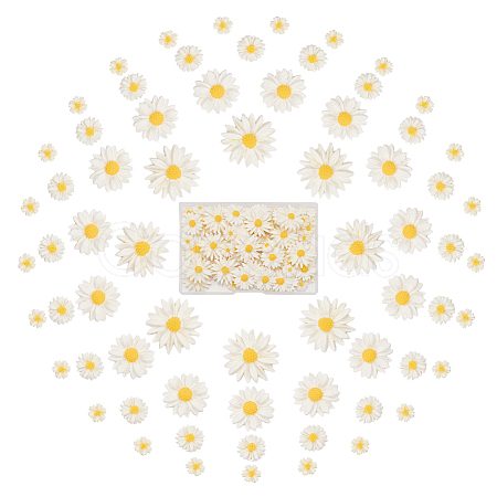 100Pcs 4 Styles Flatback Hair & Costume Accessories Ornaments Resin Flower Daisy Cabochons CRES-NB0001-37B-1