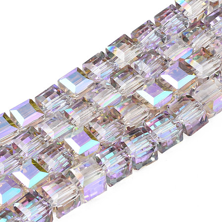 Electroplate Transparent Glass Beads Strands EGLA-N002-28-C01-1