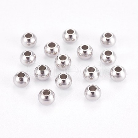 Tarnish Resistant 304 Stainless Steel Smooth Round Spacer Beads STAS-M006-01D-1