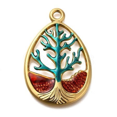 Ion Plating(IP) 304 Stainless Steel Enamel Pendants STAS-I313-03B-1