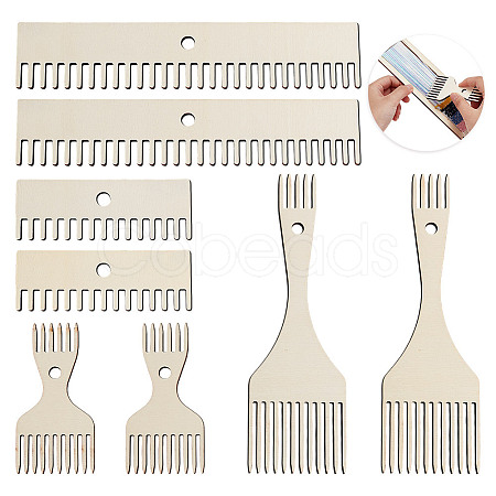 4Pcs Wood Weaving Comb Sets TOOL-WH0155-173-1