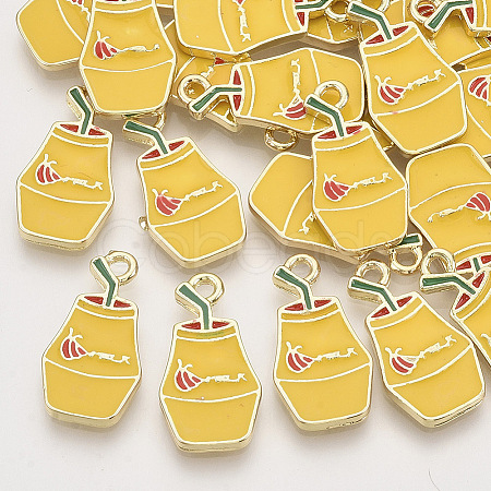 Light Gold Plated Alloy Enamel Pendants X-ENAM-N150-01-1